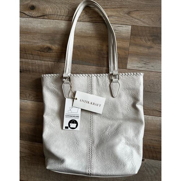 Antik Kraft Handbags - Antik Kraft Caroline Tote Bag with wristlet. Taupe leopard lining